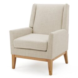 Mid Century Modern Accent Chair With Padded Cushion Seat - Beige
