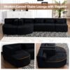 Upholstered Sofa Free Combined Sofa Couch With 2 Chaise Lounge And 5 Back Pillows For Living Room - Black - Image 6