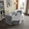Floor Sofa With 2 Pillows, Convertible Plush Corduroy Foam Filled Sleeper Sofa Bed - Light Gray - Image 4