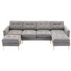 Convertible Sectional Sofa Couch With Movable Ottoman - Light Gray - Image 11