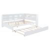 Wooden Full Size Daybed With Twin Size Trundle, Daybed With Storage Shelf And USB Charging Ports - White - Image 11