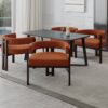 Modern Accent Chair Teddy Upholstered Armchair Open Back 3 Legs Barrel Dining Chair - Orange - Image 8