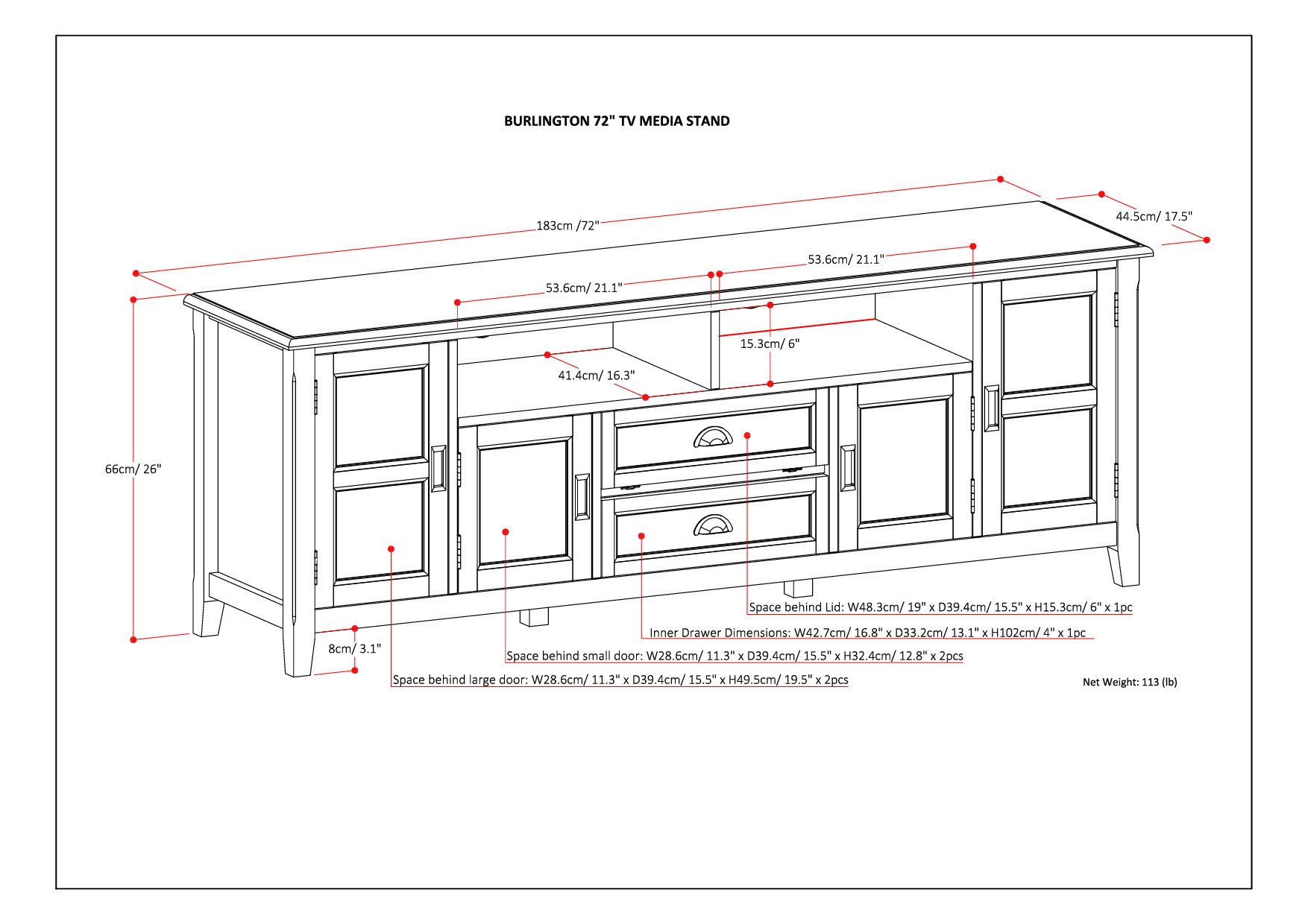 Burlington - TV Media Stand - Mahogany Brown - Image 7