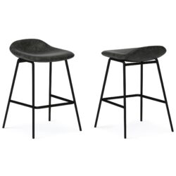Dafney - Counter Height Stool (Set of 2) - Distressed Charcoal Gray