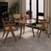 Modern Mid Century Dining Chairs (Set of 2), Rattan Accent Chairs, Comfy Armchairs, Outdoor Wood Chairs With Armrest - Walnut - Image 7