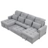 Oversized U - Shaped Sofa Versatile Sectional Sofa Pull Out Sofa Bed With Double Storage Chaise Lounges And 2 USB Ports For Living Room - Gray - Image 16