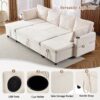 Sectional Sofa Pull Out Sofa Bed Versatile Sofa Sleeper With Large Storage Space, Two USB Ports And Two Cup Holders For Living Room - Beige - Image 7
