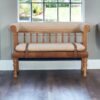 Strapped Hallway Bench - Cream / Brown - Image 11