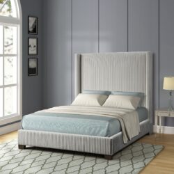 King Upholstered Bed - Light Gray
