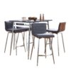 Marcel Mason - 5 Piece Swivel Contemporary Counter Height Dining Set - Chrome - Black / Walnut / Gray - Image 2