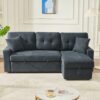 Sectional Sofa Bed L Shaped Sofa Couch Bed With USB Port, Reversible Sofa Couch Sleeper With Pull Out Bed, Chaise With Storage, For Living Room - Black - Image 8