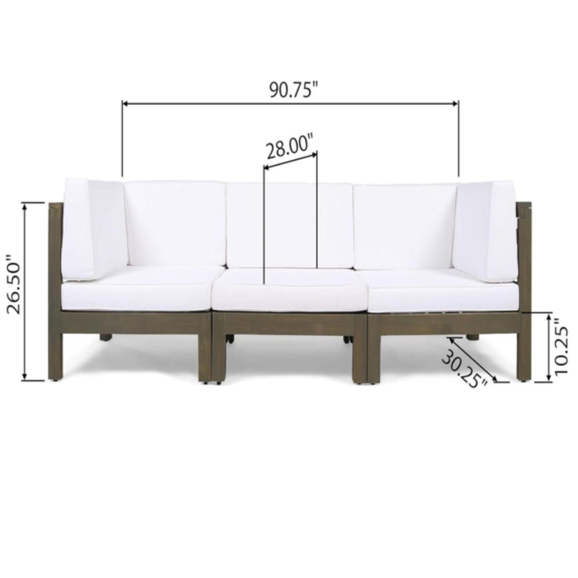 Oana - Modern 3 Piece Sofa Set With Water Resistant Cushions - White - Image 3