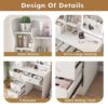 Dressing Table With Movable Mirror And LED Light, 5 Drawer Storage Organizer - White - Image 20