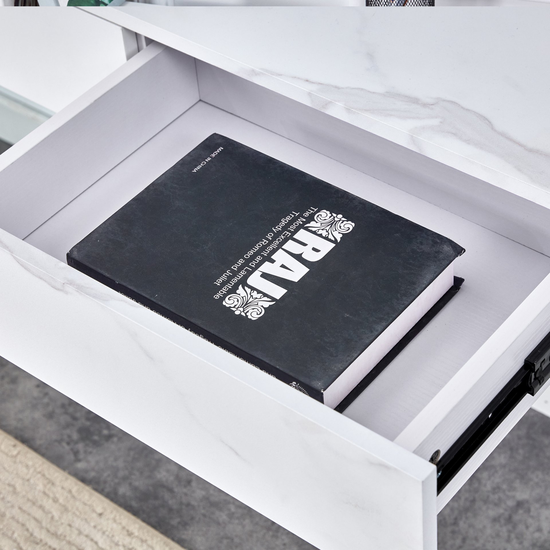 Environmental Protection Minimalist Dresser, Desk, Desktop Computer Desk, With Double Drawer Storage Space, Simple Home, Perfect For Various Styles - White - Image 16