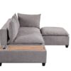 Madison - Fabric Sectional Loveseat Ottoman With USB Storage Console Table - Light Gray - Image 4