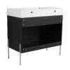 Minimalist 36" Freestanding Bathroom Vanity With Resin Sink And Storage Cabinet - Dark Oak - Image 15