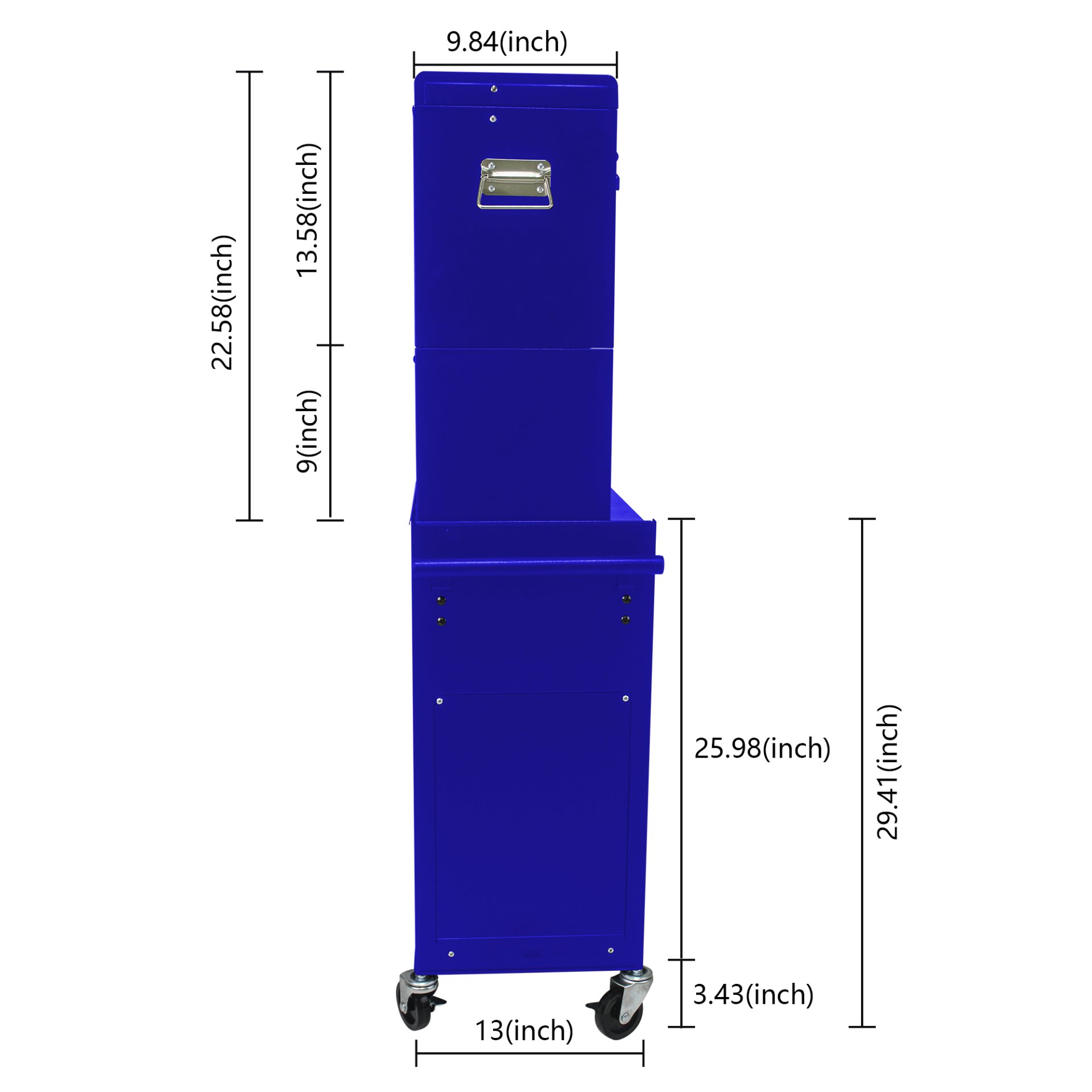 6 Drawer Lockable Tool Cabinet On Wheelsб Steel Rolling Tool Chest With Detachable Toolbox, 2 In 1 Garage Workshop Storage Organizer With 4 Universal Casters - Blue - Image 4