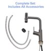 Modern 360° Pull Down Kitchen Faucet With 4 Spray Modes, Stainless Steel - Gunmetal Black - Image 9