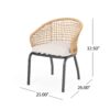 Outdoor Wicker Chair With Powder Coated Iron Legs - Light Brown - Image 3