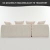 Compression Sofa: Combining Chaise Longue With 3 Seater, Corduroy Fabric, Full Sponge Compression Sofa, Combined Sofa With 4 Pillows For Living / Home Furniture / Apartment - White - Image 21