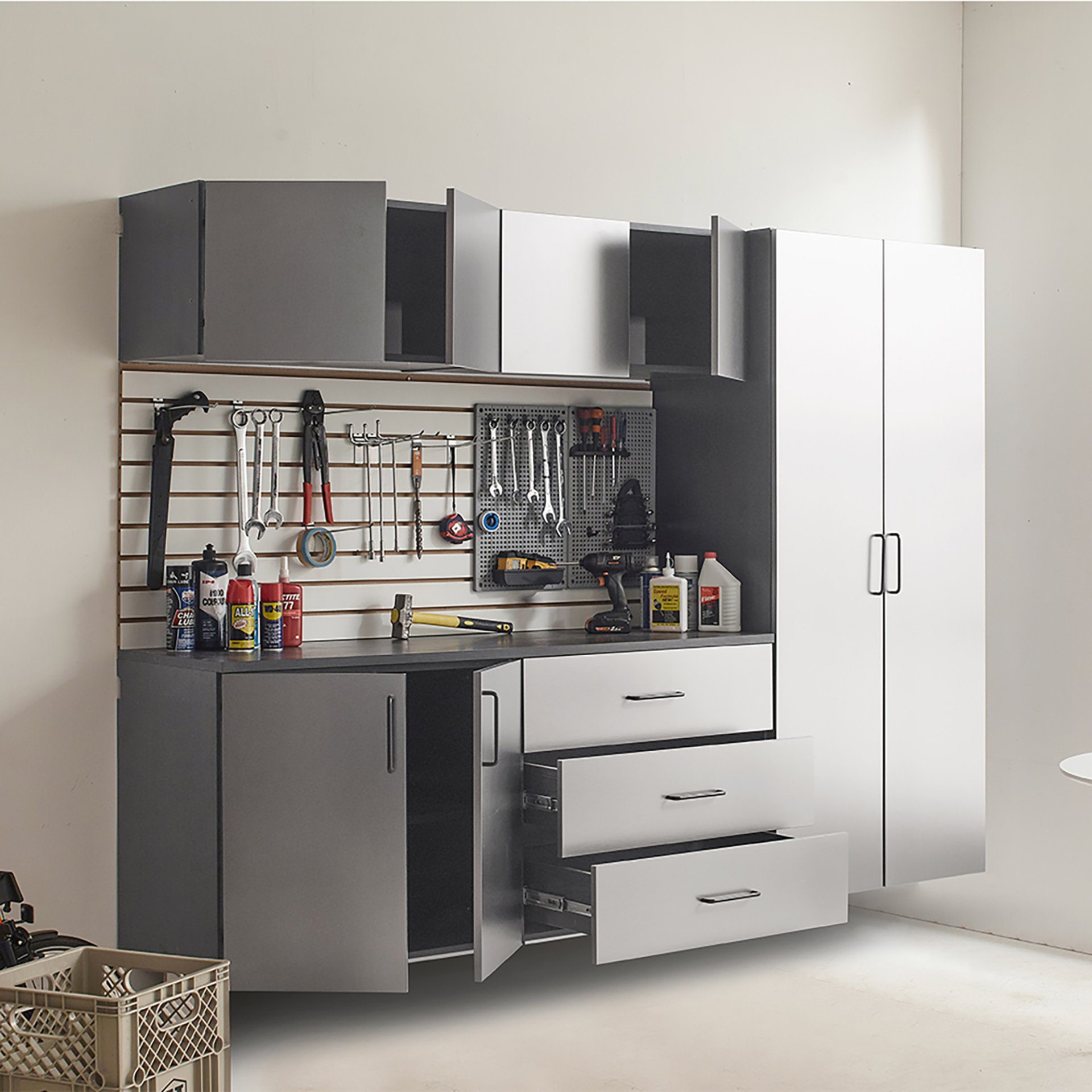 Astro Series - Garage Cabinet Set B With Soft Closing Drawers - Metallic Gray - Image 11