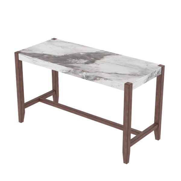 Counter Height Bar Table, Faux Marble Dining Table For Kitchen, Living Room, Or Balcony - White