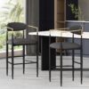 Barstools (Set of 2), Counter Height Upholstered Bar Stools With Backs And Iron Legs For Kitchen Island Fabric Seating 260Lbs Weight Capacity - Gray - Image 2