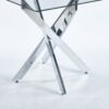 Dining Table With Cross Metal Leg And Tempered Glass, Modern Space Saving Kitchen Table For Living Room Legs, Square Table - Chrome - Image 7