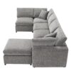 Modern Modular Cloud Sofa Bed, 6 Seat Chenille Sectional Couch Set With Ottoman, Free Combination, Convertible U Shaped Sleeper Sofa - Gray - Image 6
