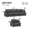 2 Piece Living Room Set With Throw Pillows Sectional Couch Sets, Upholstered 3 Seater Sofa & Armchair 4 Seat - Gray - Image 7