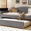 Twin Size Upholstered Daybed With Storage Armrests, Trundle And Latest Integrated Bluetooth Audio System - Gray - Image 13
