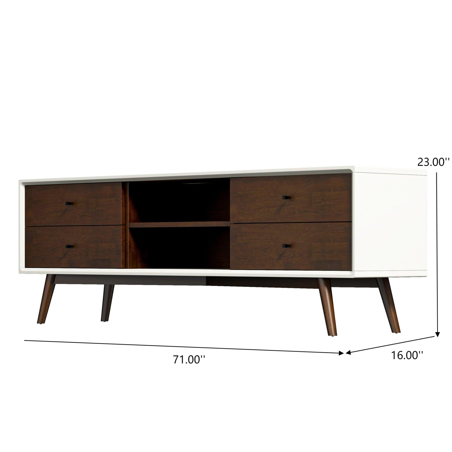 Caroline - White TV Stand Up To 72" - Brown / White - Image 3