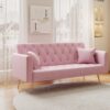 Convertible Double Folding Living Room Sofa Bed - Pink - Image 7