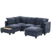 U - Shaped Sectional Sofa Modular Sofa Couch With A Movable Ottoman, A Coffee Table With Hidden Charging Devices For Living Room - Blue - Image 18