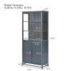 Modern Style Tall Steel Display Cabinet With Double Glass Doors, LED Lights, 3 Sided Glass For Collectibles Dark - Dark Blue - Image 3