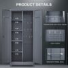 Metal Storage Cabinets, Cleaning Tool Cabinet With Locking Door, Tall Broom Tool Organizer, Large Storage Cabinet For Kitchen - Gray - Image 23