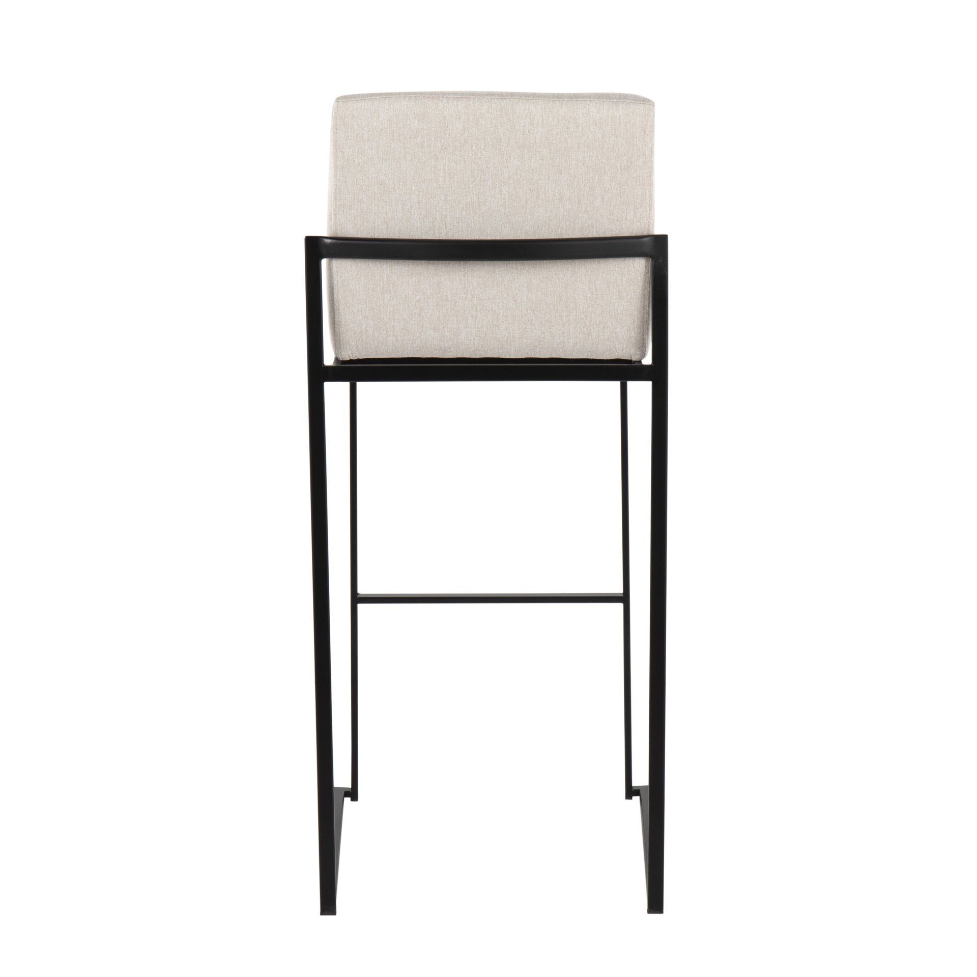 Fuji - Contemporary High Back Barstool (Set of 2) - Black / Beige - Image 5
