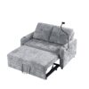 Modern Loveseat Pull Out Sofa Bed With Adjustable Backrest, Two Cup Holders, A Phone Holder, Three Charging Ports And Side Storage Pockets For Living Room - Gray - Image 19