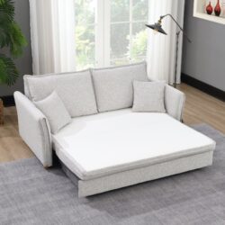 Oren - Chenille Sleeper Sectional Sofa With Storage 2 Toss Pillows - Gray