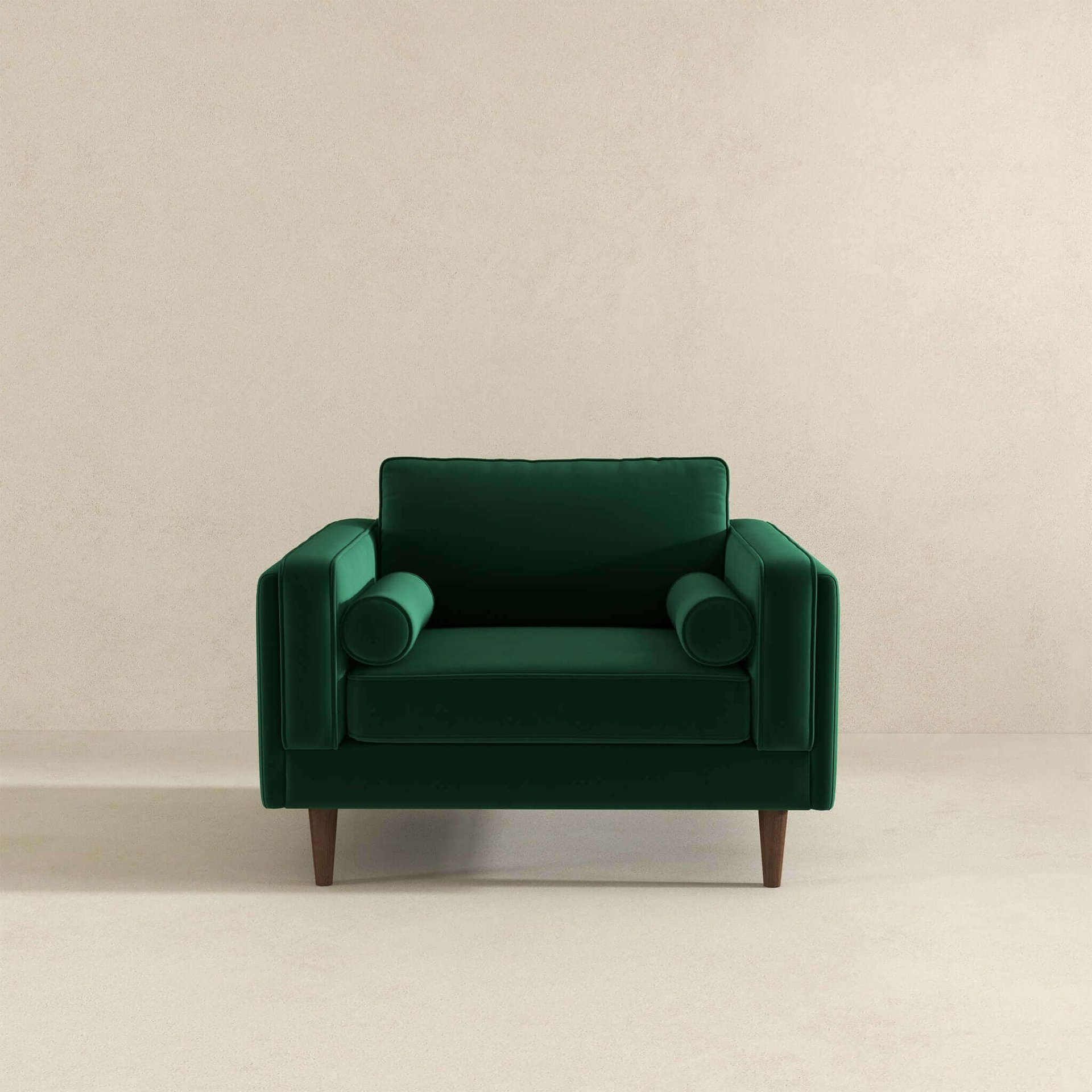 Amber - Velvet Lounge Chair - Brown / Dark Green - Image 6