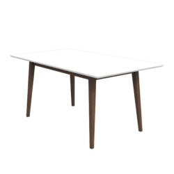 Mary - Modern Style Solid Wood Rectangular Dining Kitchen Table - White, Brown