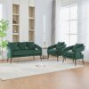 3 Piece Upholstered Sofa Set, Loveseat & 2 Accent Chairs For Small Living Spaces - Green - Image 2
