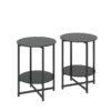 Tempered Glass End Table (Set of 2), Round Coffee Table For Bedroom Living Room Office - Black - Image 7