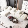 Modern Oversized Modular Sectional Sofa, Sparkling Chenille Fabric Soft Cushion Sofa With 6 Pillows, 6 Pieces Diy Combination Tufted Sofa, No Assembly Required - Beige - Image 7