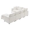 Modern U-Shape Modular Sofa, 7 Seat Chenille Sectional Couch Set With 2 Pillows Included, Freely Combinable Indoor Funiture - White - Image 5