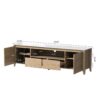 Modern TV Stand With LED Lights Entertainment Center TV Cabinet With Storage For Up To 75" For Gaming Living Room Bedroom - Natural Wood Wash - Image 6