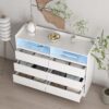 6 Drawer Dresser For Bedroom With LED Lights, Sturdy Frame - White - Image 6