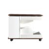 Adjustable End Table With Wheels, Modern Multifunctional Sofa Side Table With Lift Top, 360°Rotating Top And Storage Space For Living Room, Small Space - Brown / White - Image 20