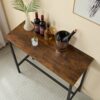 Soft Bag Bar Stool And Dining Table 3 Piece Set, Bar Chair With Backrest, Counter Bar Table, Small Square Table, Suitable For Kitchen - Antique Brown / Black - Image 2