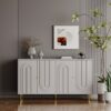 Modern Lacquered 4 Door Wooden Cabinet Sideboard Buffet Server Cabinet Storage Cabinet, For Living Room, Entryway, Hallway, Office, Kitchen And Dining Room - Gray - Image 4
